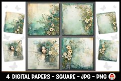 4 Vintage Floral Digital Papers I Junk Journal Pages Product Image 1