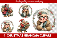 Christmas Grandma Clipart | Cute Holiday Granny PNG Illustra Product Image 1