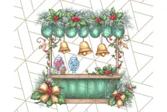 Cozy Christmas Market Stall Clipart PNG, Holiday Art Png Product Image 5