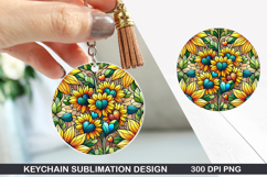 Flower Keychain Sublimation - Spring Keychain PNG Design Product Image 1