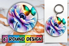 Blissful Round Keychains PNG, Butterfly Product Image 1