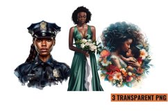 Watercolor Black Women Clipart, PNG Product Image 1