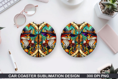 Foxes Wolves Car Coaster Sublimation| Foxes Coaster PNG Product Image 1