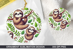Sloth Stained Glass Ornament PNG ,Digital Download File Product Image 1