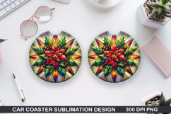 Flowers Car Coaster Sublimation|Christmas Coaster PNG Design Product Image 1