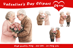 Valentine Day Elderly Love Clipart PNG Product Image 1