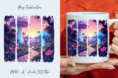 Fantasy Jungle, watercolor stripes, coffee mug sublimation Product Image 1