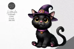 Halloween clipart, Black cat clipart, Kids Halloween Product Image 1
