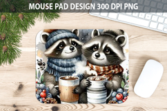 Watercolor Raccoon Mouse Pad Sublimation - Valentines PNG Product Image 1