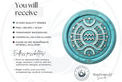 Alchemical Zodiacs Clipart Magic Horoscope Coins, fantasy Product Image 2