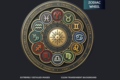 Alchemical Zodiacs Clipart Magic Horoscope Coins, fantasy Product Image 3