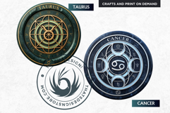 Alchemical Zodiacs Clipart Magic Horoscope Coins, fantasy Product Image 9