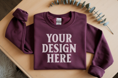 Antique Cherry Gildan 18000 Folded Flat Lay Mockups Product Image 1