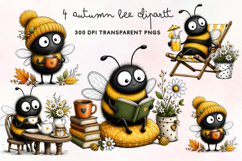 Autumn Bee Clipart PNG Product Image 1