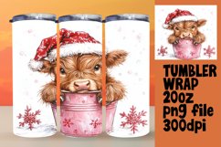 Christmas Cow Sublimation Wrap - Watercolor 20oz Design Product Image 1