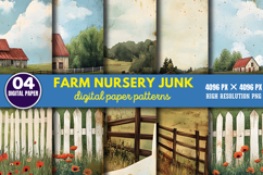 Farm Nursery Junk Journal Digital Paper Pattern PNG Product Image 1