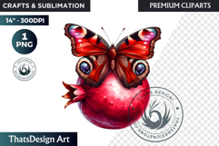 Vibrant Butterfly with Fruit PNG, Tropical Summer Clipart Product Image 1