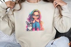Colorful Girl Dog Clipart PNG Product Image 1