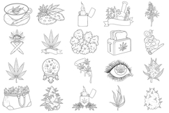 50 Cannabis Tattoo Stamp Brushes for Procreate Product Image 3