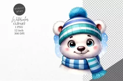 Christmas clipart, Polar bear clipart, Winter sublimation Product Image 1