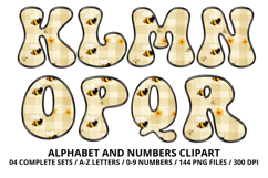 Honey bee Alphabet png clipart, honey bee letters doodle Product Image 3