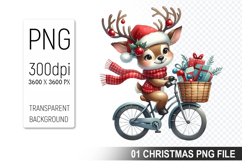 Watercolor Cute Christmas Reindeer Clipart PNG Bundle Product Image 10
