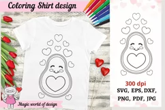 Valentine's Day Coloring Shirt SVG, avocado svg Product Image 1