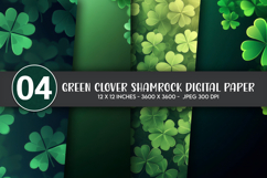 Green Clover Shamrock Digital Paper Product Image 1