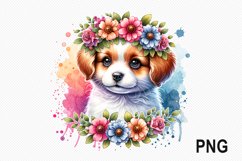 Dog Flowers Sublimation - Dog Flowers Clipart PNG Design Product Image 1