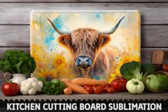 Highland Cow With Sunflowers Cutting Board Product Image 1