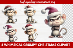 4 Whimsical Grumpy Christmas Clipart | Funny Grumpy Holiday Product Image 1