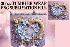 Lively Sublimation 20oz tumbler wrap, 3D Heart Product Image 1