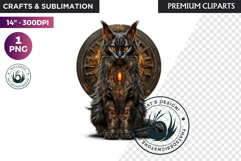 Black Cat Familiar Clipart PNG, Witch Cat, Mystical Animal Product Image 1