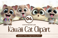 Playful Kawaii Cat Friends Clipart Sublimation PNG Product Image 1