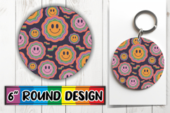 Cheerful Round Keychain PNG, Funky Pattern Product Image 1