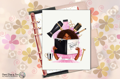 Beautiful Hair Stylist PNG Black Woman Reading Book Design Product Image 10