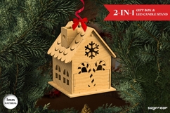Christmas House Gift Box SVG | Laser Cut | Glowforge Product Image 1