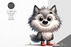 Wolf clipart, Cute animals clipart, Watercolor clipart Product Image 1