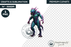 Halloween Acid Monster Clipart PNG Neon Fantasy Character Product Image 1