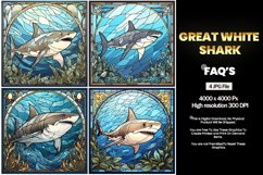 Great White Shark Stained Glass Square Coaster - 4 Variation Product Image 2