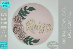 Reign Floral Laser svg, Nursery floral Glowforge Laser svg Product Image 1