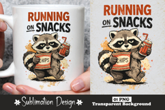 Running on Snacks Raccoon Sublimation Design Product Image 1