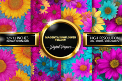 Magenta Sunflower Yellow Digital Papers - 04 variations Product Image 1