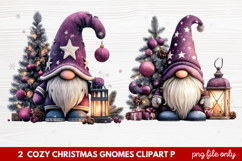 Cozy Christmas Gnomes Clipart | Cute Winter Holiday Gnome Product Image 1