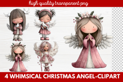 4 Whimsical Christmas Angel Clipart | Cute Holiday Angel PNG Product Image 1