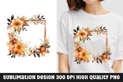 Autumn Fall Floral Frame Sublimation T-Shirt Design Product Image 1