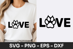 Love Dog Paw Typography Design SVG PNG Product Image 1