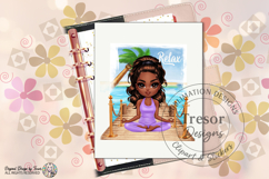 Yoga Meditation Chibi clipart, Wellness Chibi black girl PNG Product Image 11