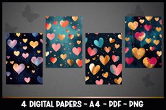 4 Digital Papers Hearts I Valentine's Day Papers Product Image 2