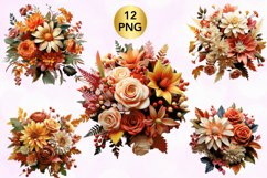 12 PNG Autumn flowers clipart, Autumn flowers sublimation Product Image 1
